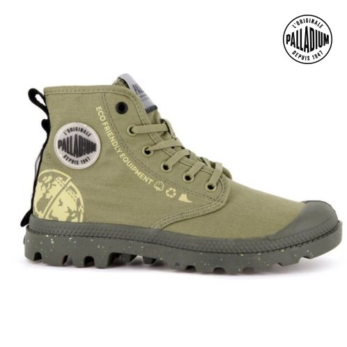 Palladium Pampa Organic Metro Men's Boots Olive | UK T035-MTD